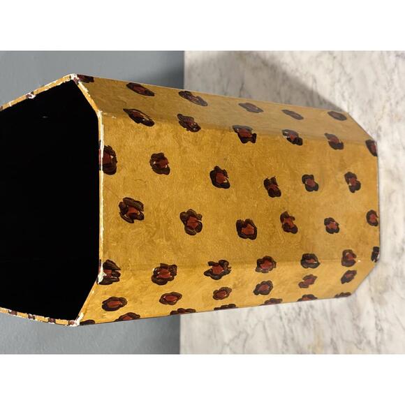 Vintage Don Andres Fair Acres Canton MA Jaguar Leopard Hand Painted Trash Can - Picture 2 of 9